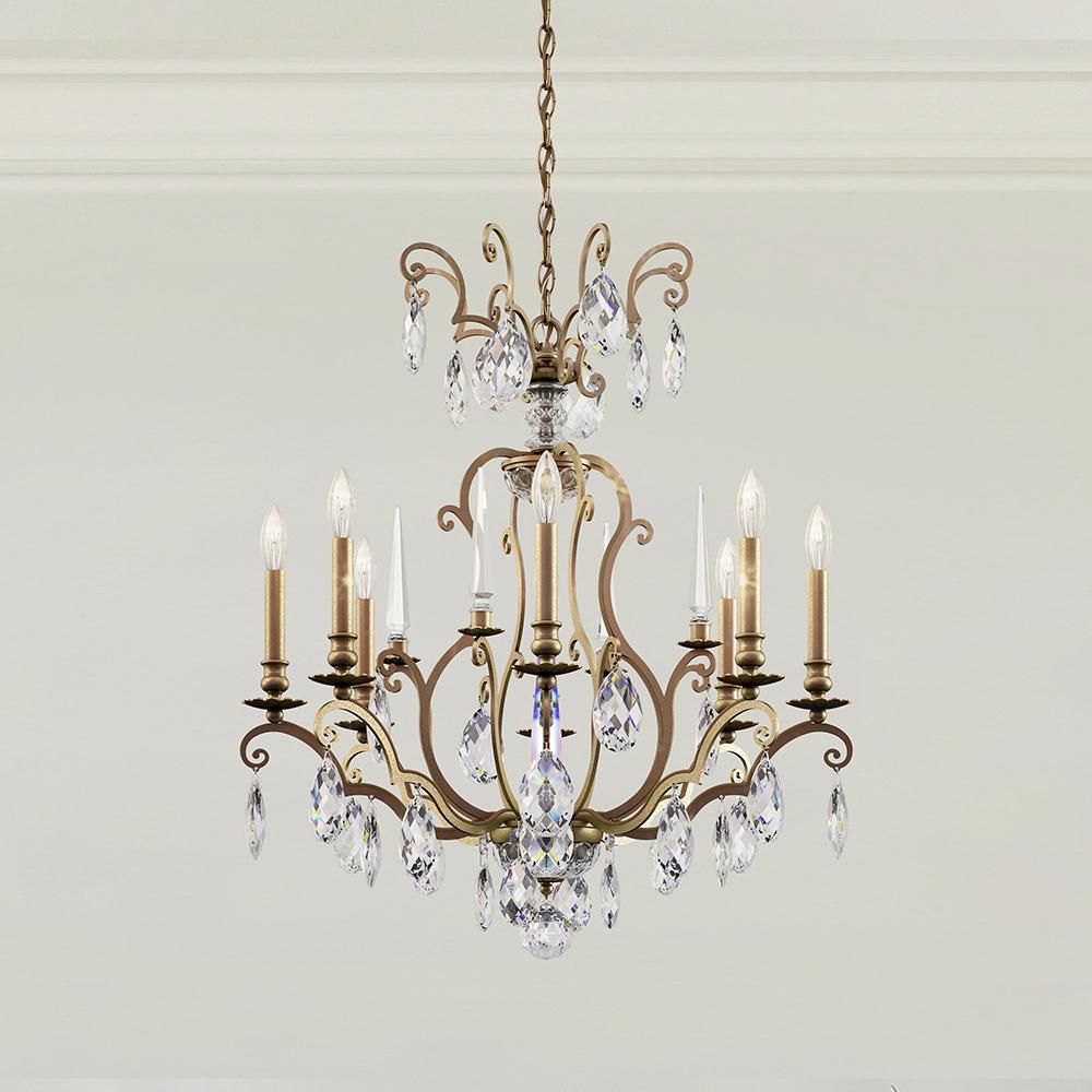 Renaissance Nouveau 8 Light 120V Chandelier in Black with Clear Heritage Handcut Crystal