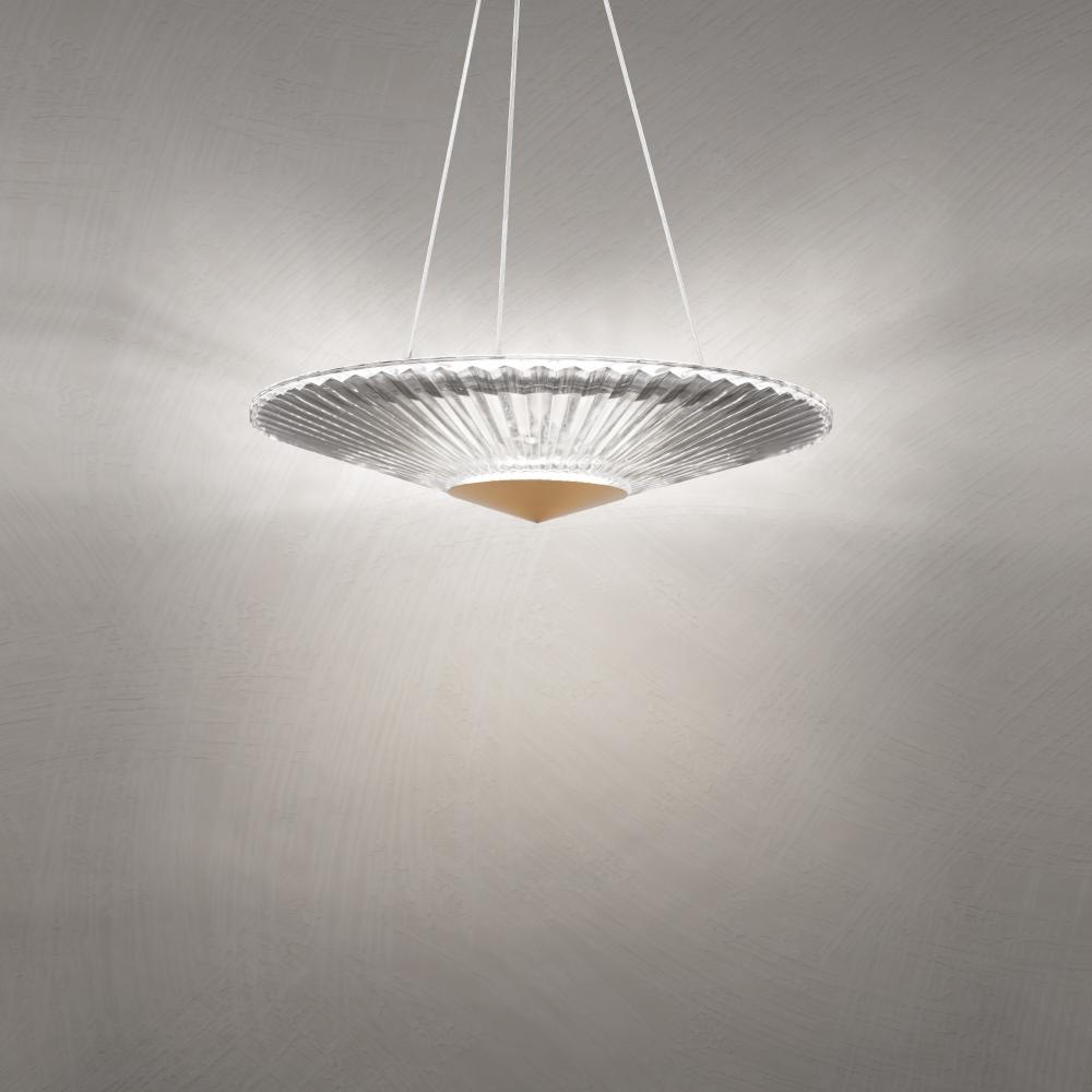 Origami 19IN LED 3000K/3500K/4000K 120V/277V Pendant in Polished Chrome with Heritage Handcut Crys